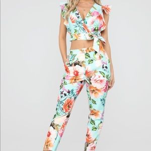 Pop Of Floral Pant Set